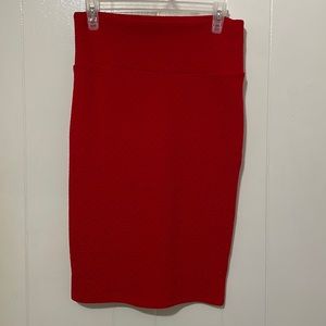 Red pencil skirt
